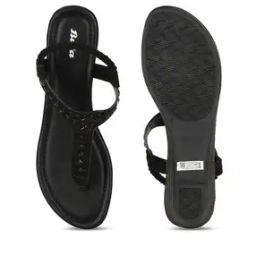 Beaded T-Strap Sandals with Flat Heels-picture-11