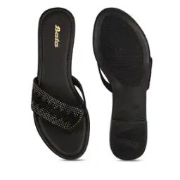 Embellished Thong-strap Sandals with Flat Heels-5
