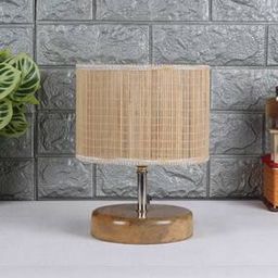 Round Shaped Wooden Table Lamp with Shade-image-23