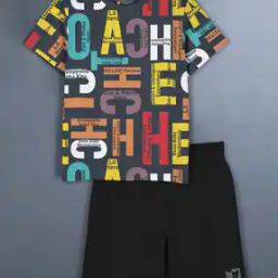 Girls Typographic Print T-Shirt & Shorts Set-image-37