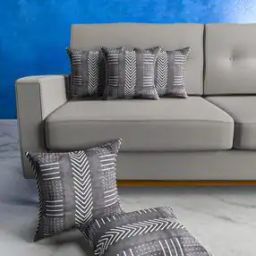 Set of 5 Geometric Print Cushion Covers 12" x 12"-1