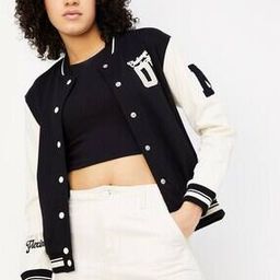 Women Typographic Print Biker Jacket-image-80