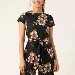 Floral Print Playsuit with Waist Tie-Up-image-39