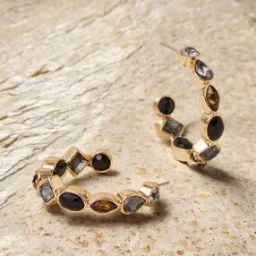 Women Stone-Studded Hoop Earrings-52