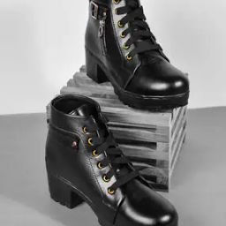 Round-Toe Boots with Lace Fastening-image-6