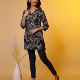 Women Paisley Print Straight Kurti-image-2