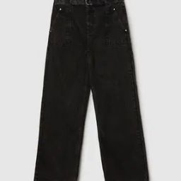 Girls Washed Wide Leg Belted Jeans-image-5