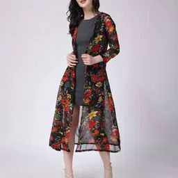 Women Floral Print Front-Open Shrug-image-0