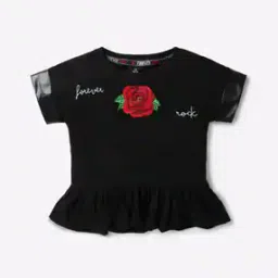 ajio Round-Neck Peplum Top with Applique-picture-30