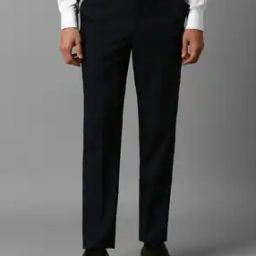 Men Slim Fit Flat-Front Trousers with Insert Pockets-picture-1