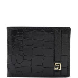 da milano Men Croc-Embossed Bi-Fold Wallet  image 1