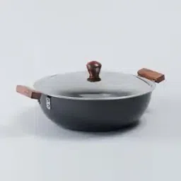 Ebony Hard Anodized Deep Kadhai with  Lid 6L-image-18