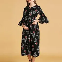 momtobe Women Floral Print Fit & Flare Dress-picture-16