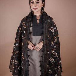 Women Embroidered Dupatta with Tassels-picture-11