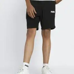 Regular Fit Knit Shorts with Brand Print-picture-26