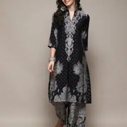 Women Baroque Print Straight Kurta & Palazzos Set-picture-15