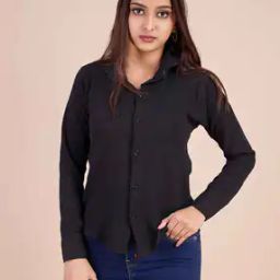 Women Loose Fit Shirt with Spread-Collar-image-78
