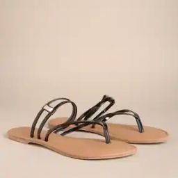 Thong-Strap Flat Sandals with Metal Accent-image-65