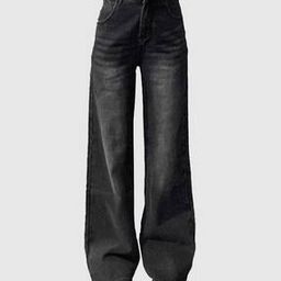 Women Washed Jeans with Insert Pockets-image-1