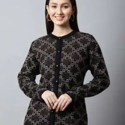 Gepmetr9ic Pattern Button-Down Cardigan-1