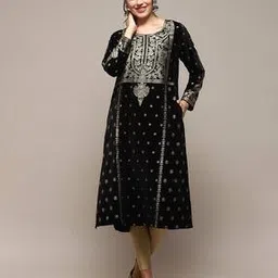 biba Women Floral Print A-Line Kurta with Insert Pockets-picture-12