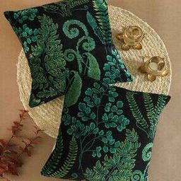 Set of 2 Leaf Woven Cushion Covers 16" x 16"-image-39
