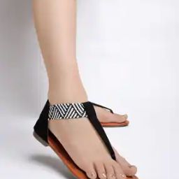 Women Striped T-Strap Sandals-21