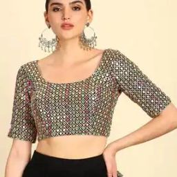 Women Embellished Back Open Blouse-51