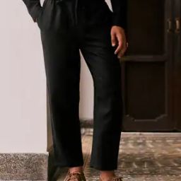 Relaxed Fit Flat-Front Trousers with Insert Pockets-image-43
