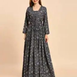 Women Embroidered Fit & Flare Gown Dress-image-22