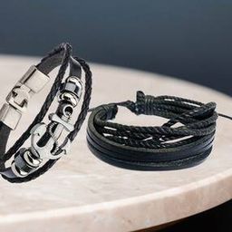 Pack of 2 Men Multistrand Leather Bracelets-17