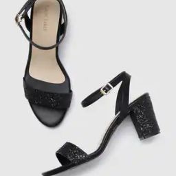 marc loire Shimmery Chunky Heeled Sandals with Ankle Strap-picture-36