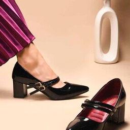 Women Heeled Round-Toe Slip-On Sandals-1