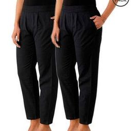 Pack of 2 Women Relaxed Fit Flat-Front Pants-image-54
