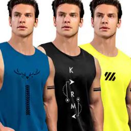 Pack Of 3 Men Graphic Print Vest with Round Neck-picture-14