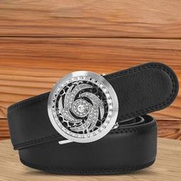 Men Stone Studded Slim Belt with Auto Buckle Closure-image-84