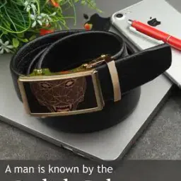 Men Slim Belt with Metal Buckle Closure-38