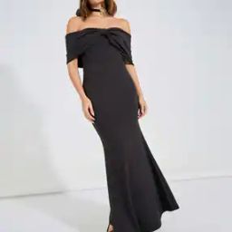 Off-Shoulder Bow Style Bodycon Maxi Dress-image-17