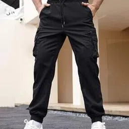 Men Straight Track Pants with Cargo Pockets-image-18