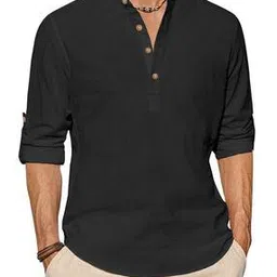 Men Slim Fit Short Kurta with Roll-Up Sleeves-image-5