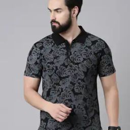 Men Leaf Print Cotton Polo T-Shirt-picture-12