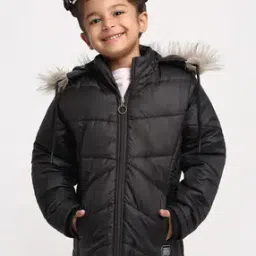 Zip Closure Puffer Jacket with Faux Feather-image-24