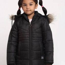Zip Closure Puffer Jacket with Faux Feather-picture-3
