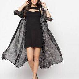 Abstract Print Long Shrug-43