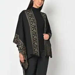 Open-Front Shrug with Contrast Border-image-91
