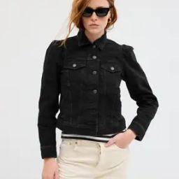 Women Relaxed Fit Denim Jacket with Flap Pockets-picture-14