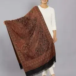 Women Floral Woven Stole with Fringed Hem-image-29
