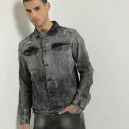 Heavily-Washed Distressed Denim Jacket-picture-0