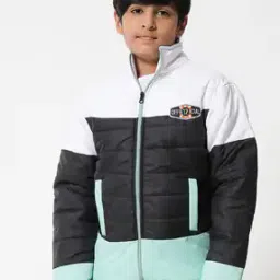 Colourblock Puffer Jacket with Slip Pockets-image-47