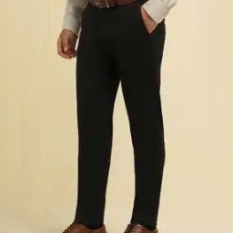 Men Slim Fit Flat-Front Trousers with Insert Pockets-image-77